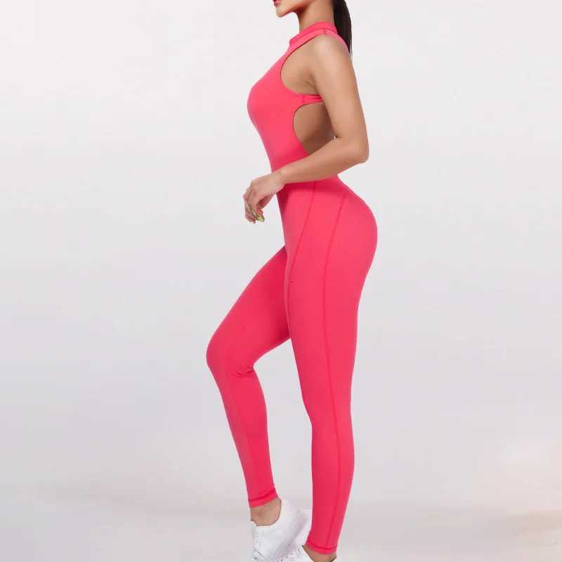 Women One-piece Back-V Sport Yoga Jumpsuit Workout Clothes for Women Sportwear Bodycon Outfit Fitness Gym Suit Workout TracksuitT251211