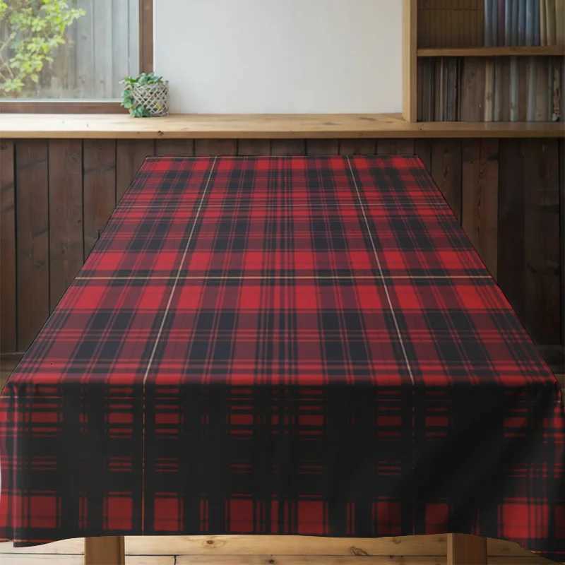Modern Home Plaid Tablecloth Elegant Red Black Checkered Dining Cover for Kitchen Decor Made from 100 Cotton Fabric with Anti-W H251211