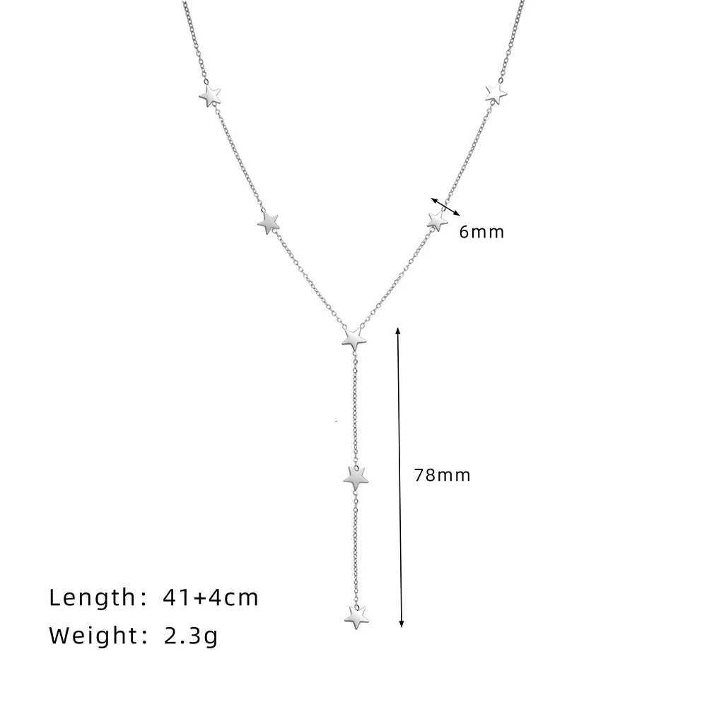Stainless Steel Tassel Y-shaped Star Chain Necklace 18K PVD Plated Exquisite Jewelry Accessories Gift M251211