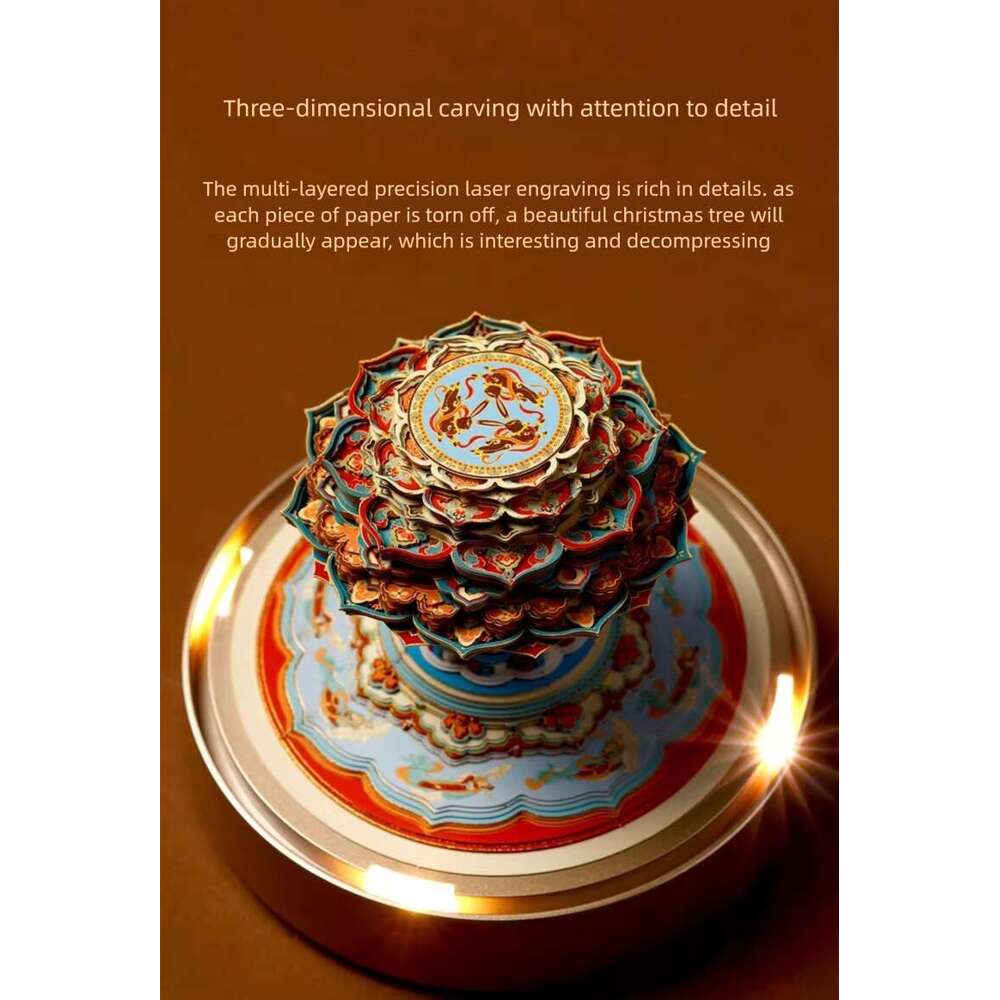 Dunhuang Paper-Cut Art Tap Light | 3D Night Light Bedside Lamp | Atmosphere Light & Christmas Birthday Gift for Her