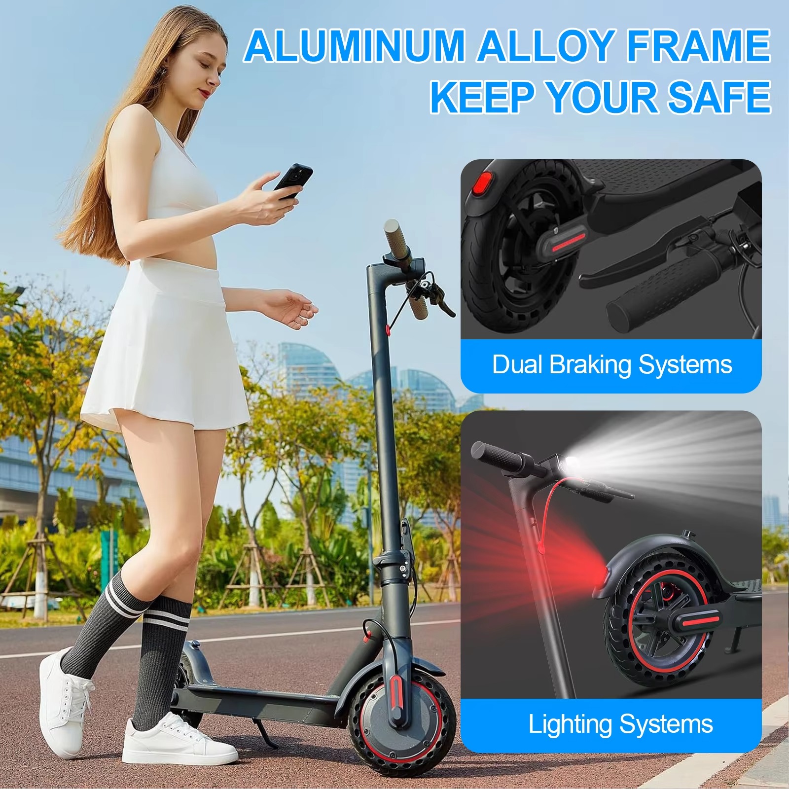 8.5Inch Escooter 36V 350W 25 KM/H 10.4AH Lithium Battery HS-04PRO Smart Foldable Electric Kick Scooter with EU/US/UK Warehouse