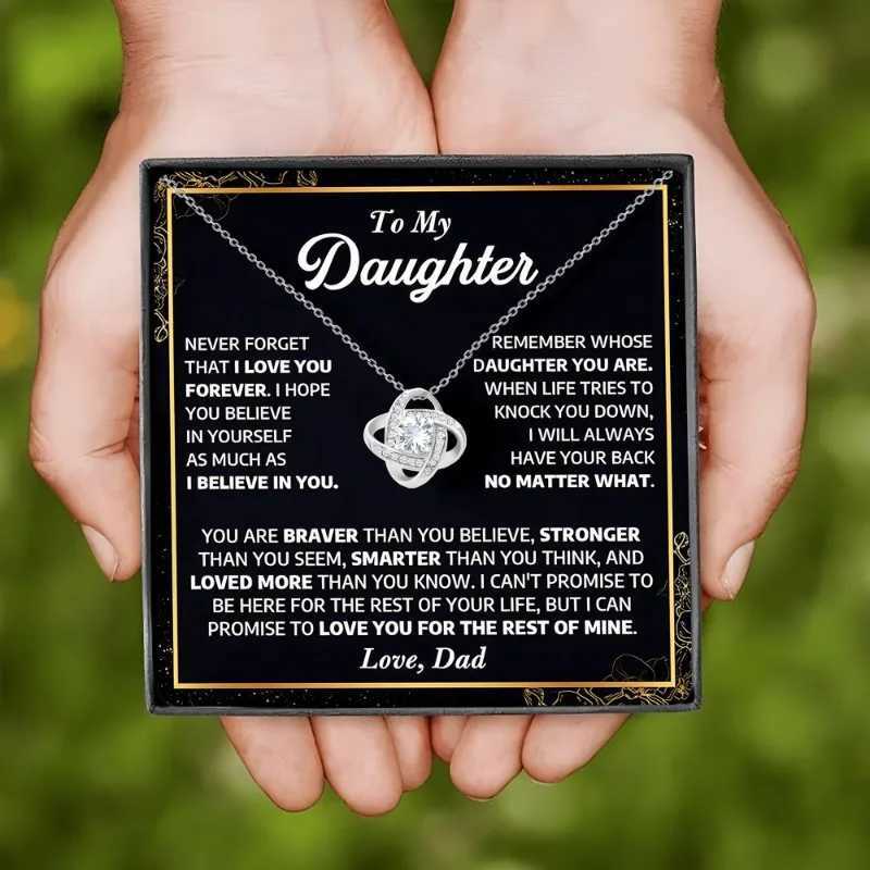 Heart Knot Necklace in Gift Box Thoughtful Present from Father to Daughter for Birthday Valentines Day M251211