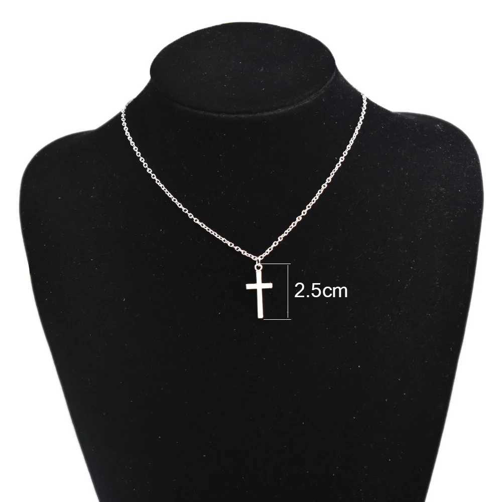 Simple Cross Pendants Necklaces Women Silver Color Chain Choker Necklace Female Bohemian Metal Jewelry bijoux collares M251211