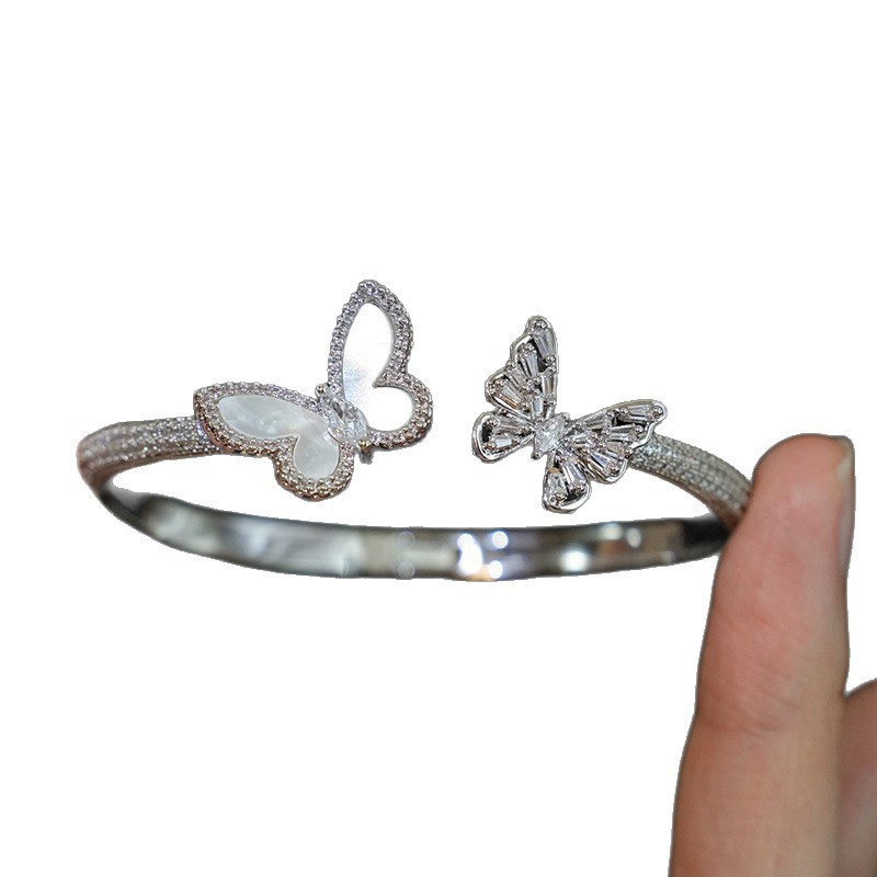 Super Sparkling Zircon Mother-of-Pearl Butterfly Open Ultra Fairy Exquisite Fashionable Bracelet Light Luxury High-End Feel Jewelry for Women - view 6