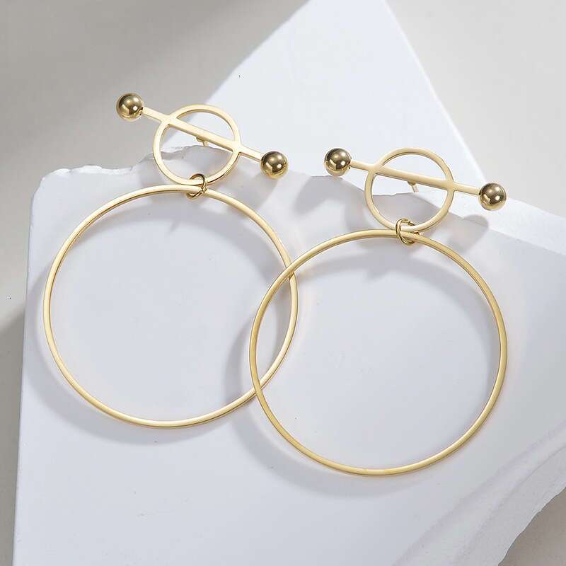 DH collections: New Gold-Plated Stainless Fashion INS Style Hollow Circle Hoop Earrings Titanium Steel Jewelry