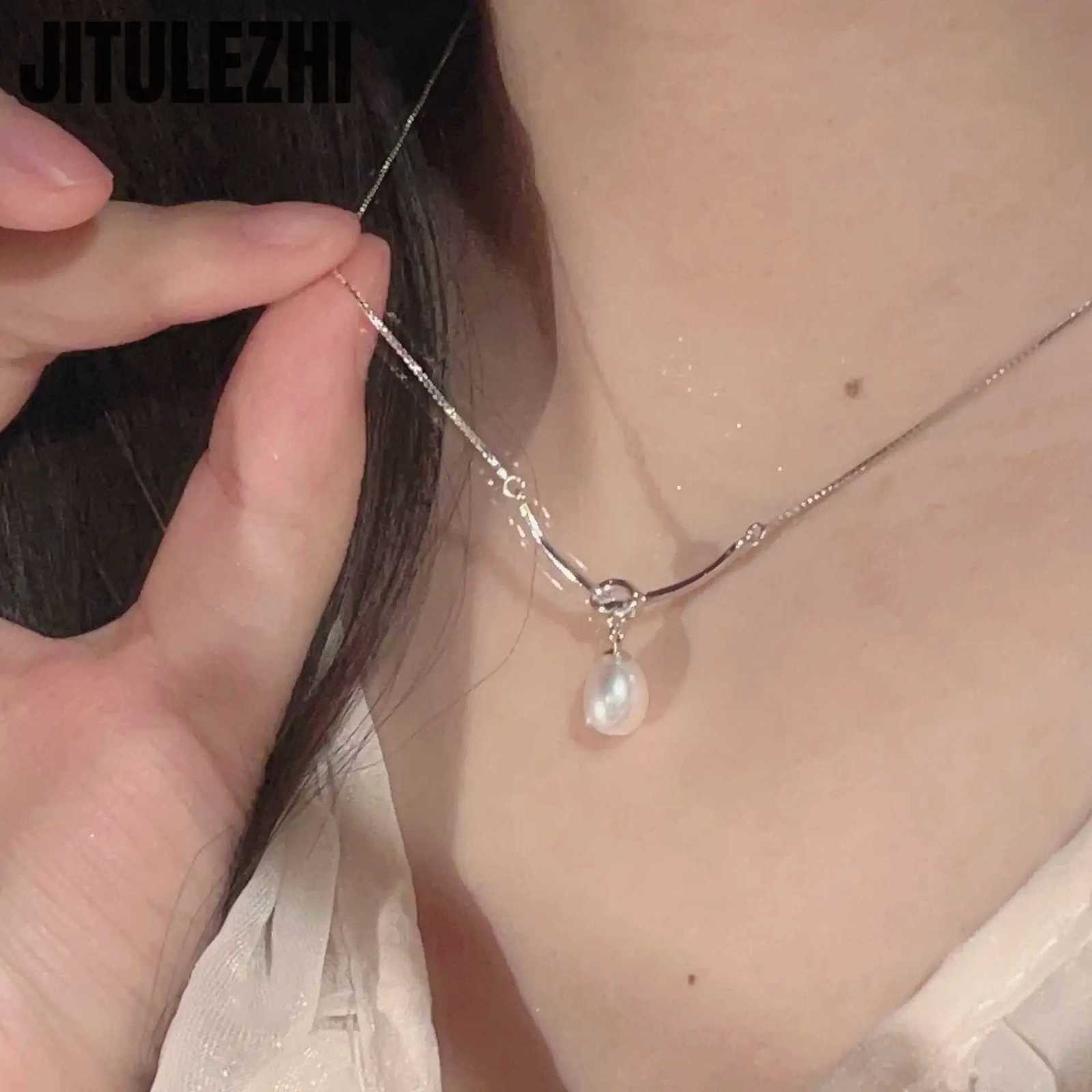 Trendy 925 Sterling Silver Pendant Necklace For Women Pearl Knot Pendant Box Chain Engagement Wedding Party Silver Fine Jewelry M251211