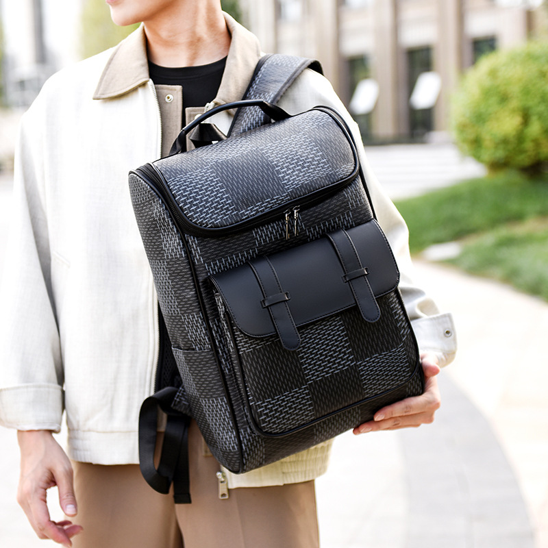 Free Shipping Backpack Men Fashion Plaid Commuting Travel Backpack High Quality Waterproof College Students Bag