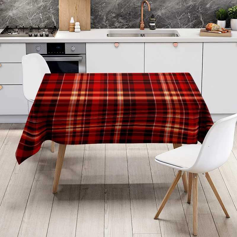 Modern Plaid Tablecloth Red Checkered Plaid Table Cover Washable Polyester Kitchen Dining Decoration Home Textiles 160X230cm G87 H251211