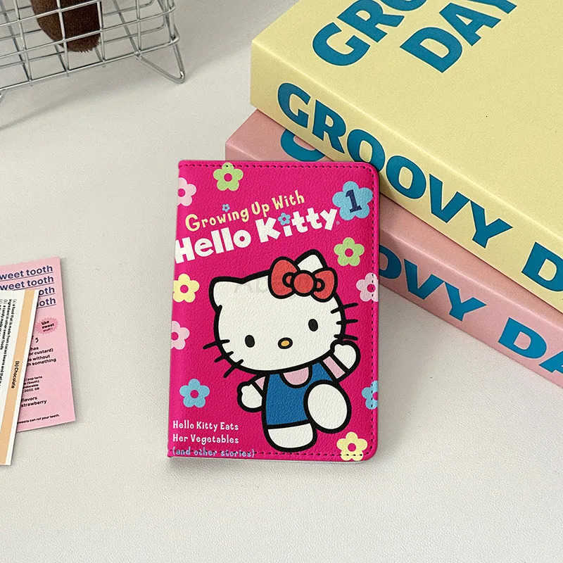 Sanrio New Hello Kitty Passport Holder Girls Travel Passport Wallet Women ID Credit Card Holder Travel Essentials Passport Case H251211
