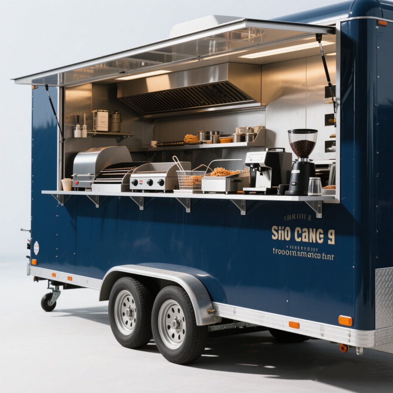 Hot Dog Cart Mobile Food Trailer with Fryer and Griddle Small Fast Food Cart for Street Vending and Catering