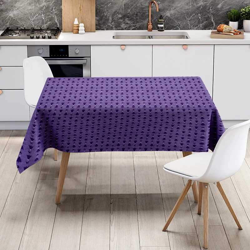Modern Plaid Tablecloth Set Decorative Soft Velvet Dining Room Decor Purple Christmas Tree Pattern Home Decoration Throw Blanket H251211