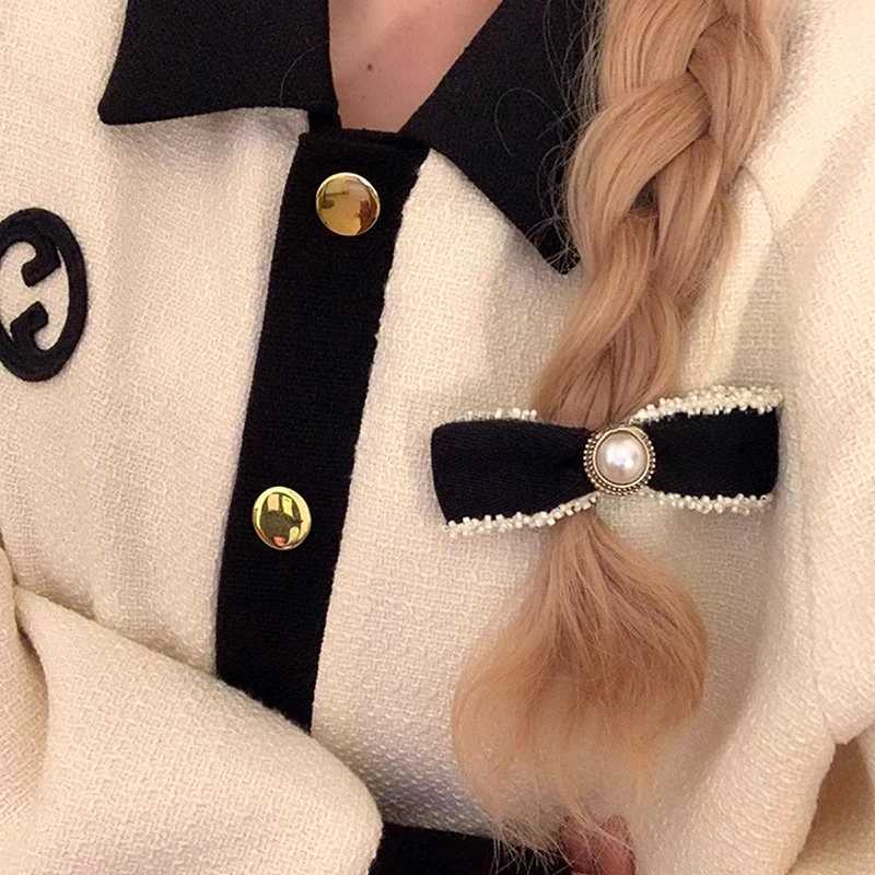 Pearl Bow Hairpin French Elegant Ponytail Clip Spring Clip Sweet Girl Hair Pin Wan Bangs Side Clip Heaear Hairgrip dr Y251210