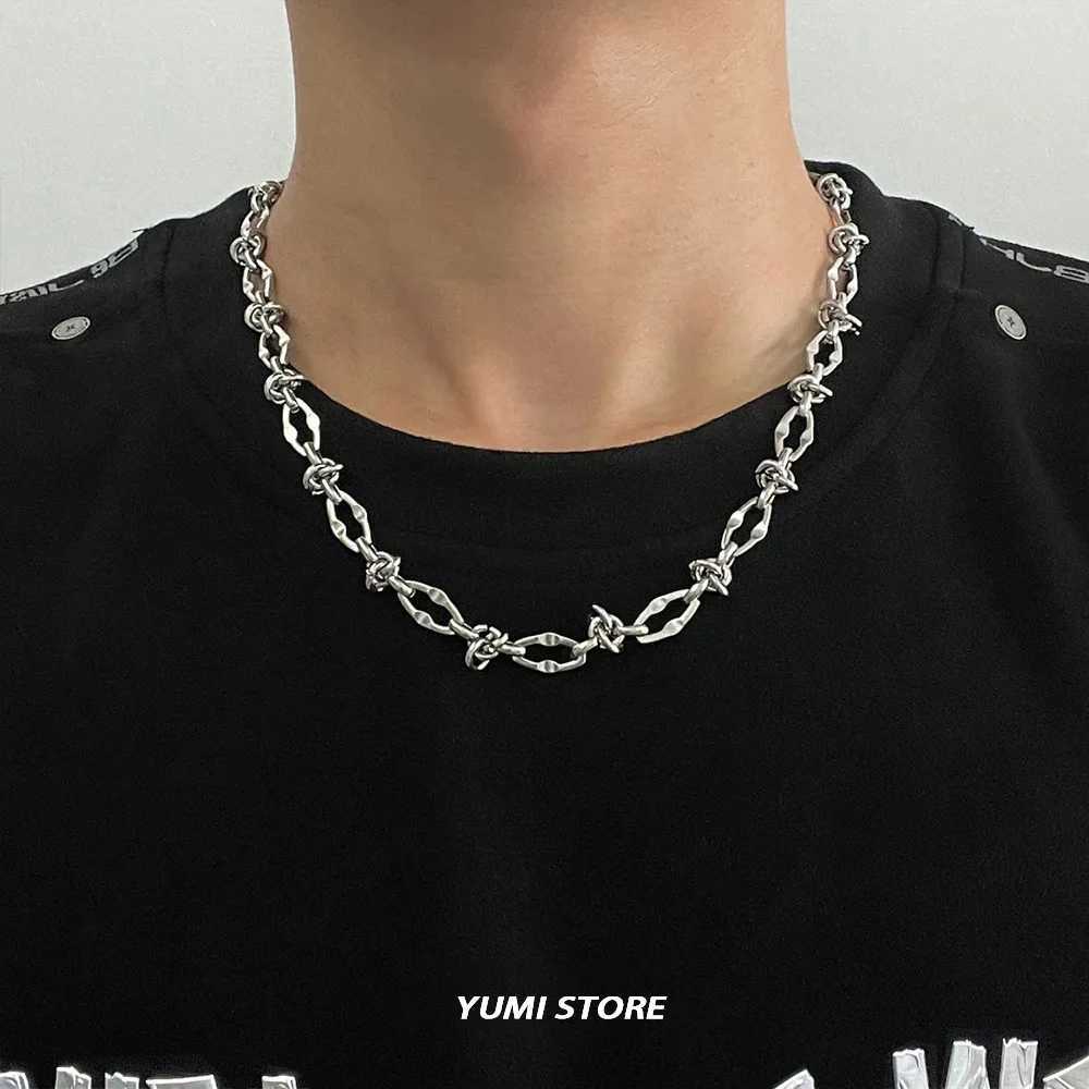 Hip Hop Titanium Steel Geometric Necklace For Man Woman No Fade Punk Irregular Sweater Chain Choker Luxury Jewelry Wholesale M251211