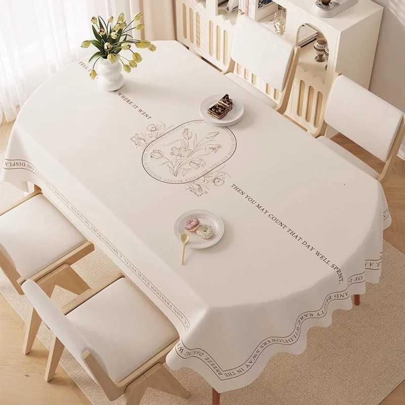 Oval dining tablecloth washable waterproof oil-proof heat-resistant new luxury table cover for living room tea table H251211