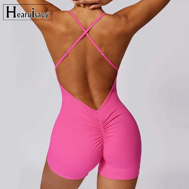 Sexy Short Sports Jumpsuit Women Gym One Piece Suit Female Soft Yoga Clothing Fitness Rompers Workout Bodysuits Women SportswearT251211