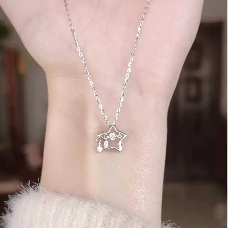 925 Silver Necklace for Women Double Layer Zircon Star Moon Pendant Necklace Delicate Chain Charm Elegant Fashion Jewelry Gifts M251211