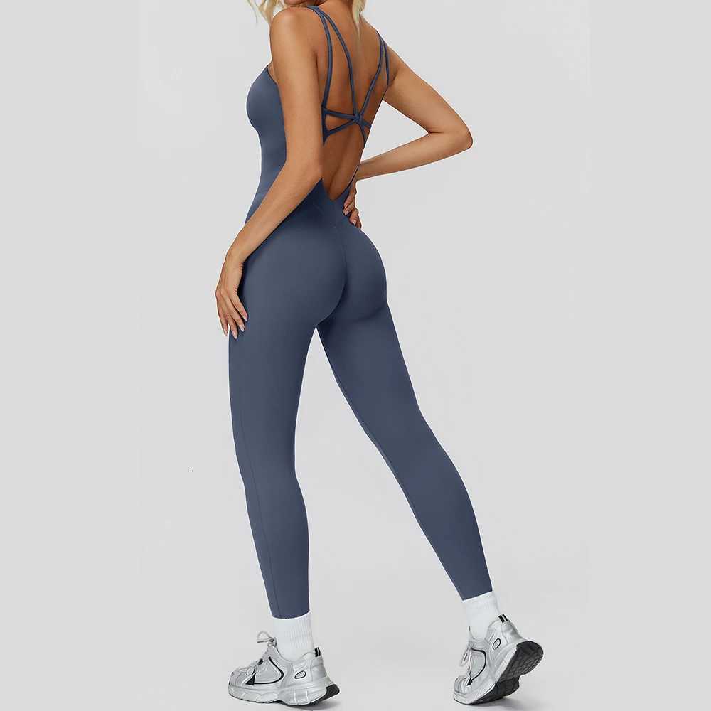 Womens Tracksuit Yoga Set Jumpsuits One Piece Fitness Rompers Sleeveless Sportswear Gym Set Push Up Bodysuits Workout ClothesT251211