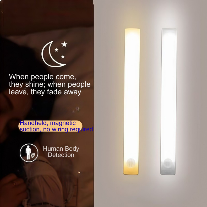 USB Rechargeable Magnetic Motion Sensor LED Lamp, Human-Induction Soft Glow Light for Closet/Cabinet12.10