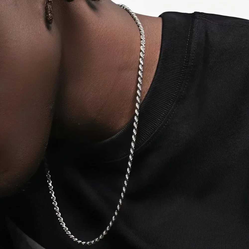 Hip Hop Men Stainless Steel Twist Chain Necklace Handmade Spring Buckle Basic Necklace Simple Jewelry Fashion Women Accessories M251211