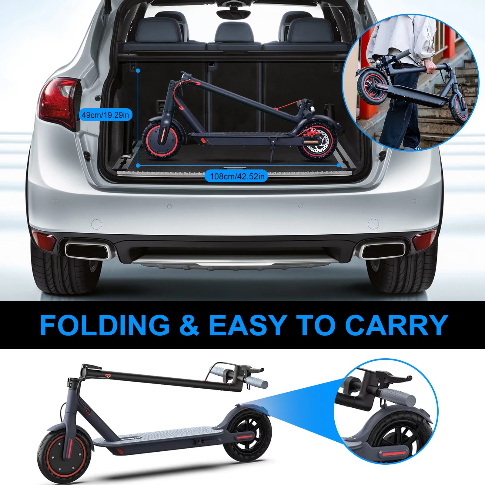 8.5Inch Escooter 36V 350W 25 KM/H 10.4AH Lithium Battery HS-04PRO Smart Foldable Electric Kick Scooter with EU/US/UK Warehouse