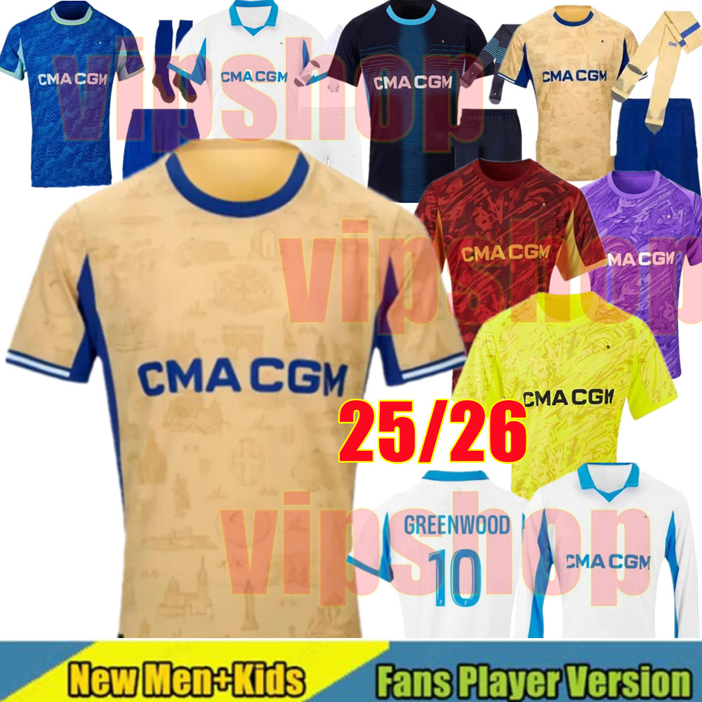 3XL 4XL 25 26 GREENWOOD maillot de foot Marseillejersey soccer AUBAMEYANG RABIOT MEDINA PAIxao MAUPAY OUNAHI GOUIRI ANGEL harit OM 2025 2026 football shirt man kids