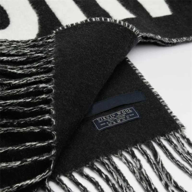 2025SS 100 wool scarf for women luxury brand winter thick warm neck scarves monogram high quality ladies fashion cashmere shawl Y251211