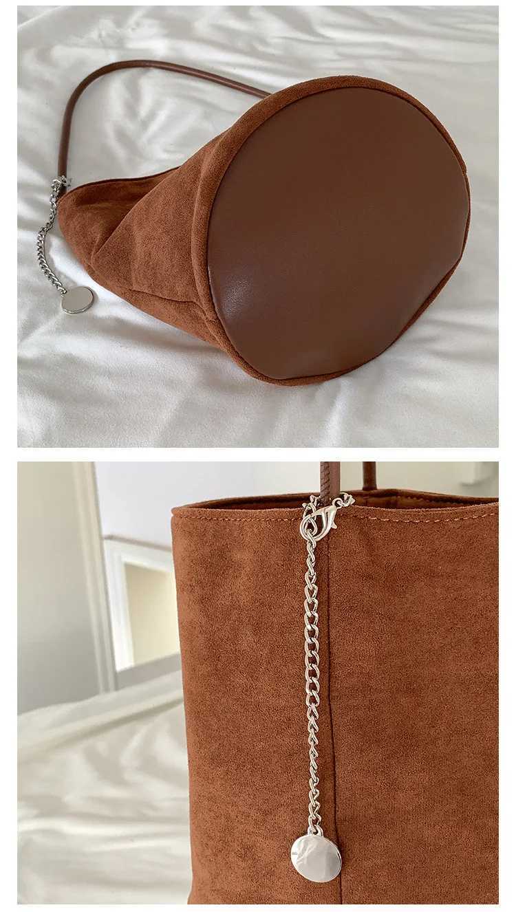 Vintage Tassel ladies bucket shoder bags small Matte PU Leather lady handbag winter new Faux suede fem totes bolsos Y251211