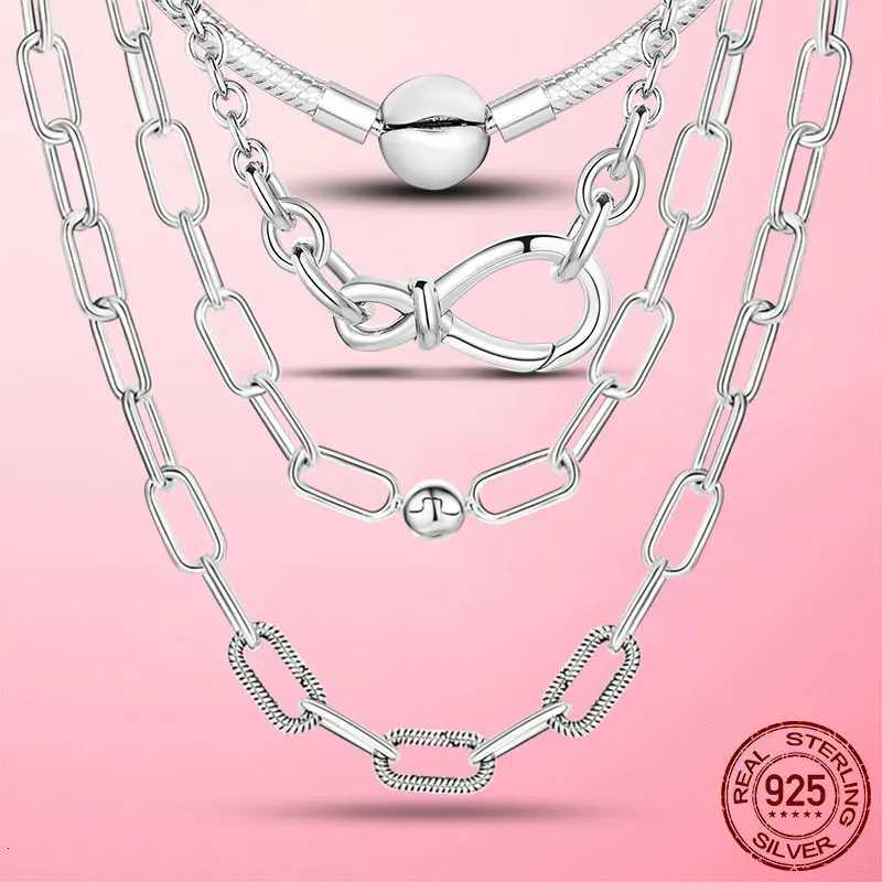 Classic Basic Chain 925 Silver Snake Chain Necklace Choker Infinity Infinite Me Clasp Necklace Collier Femme Jewelry M251211