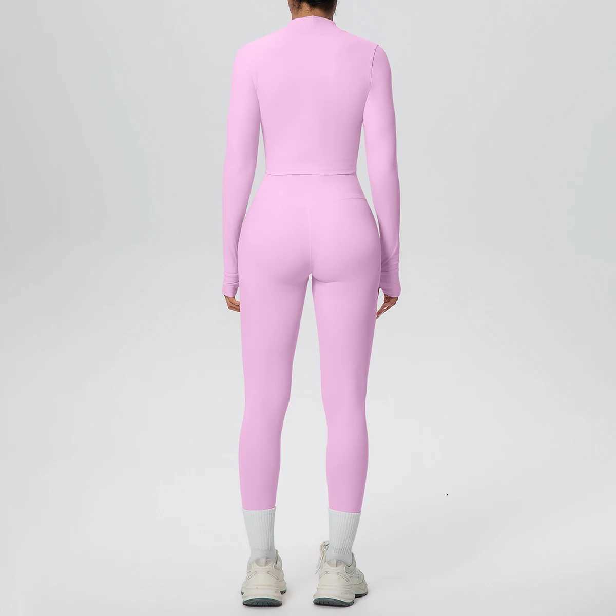 3Pieces Skin-friendly Solid Color Yoga Three Piece Set Zipper Long Sleeves Yoga Workout Top High Stretch Women Leggings Yoga SetT251211