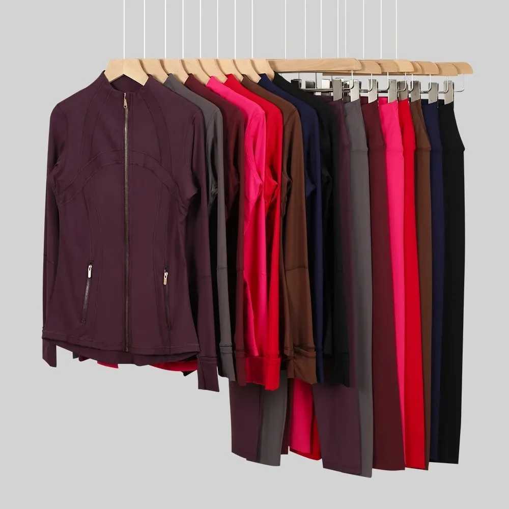 Stand Collar Fitness Jacket Cropped Pants Set Womens Slim Fit Sports Suit Gold Zipper Quick Dry Workout Yoga ClothesT251211