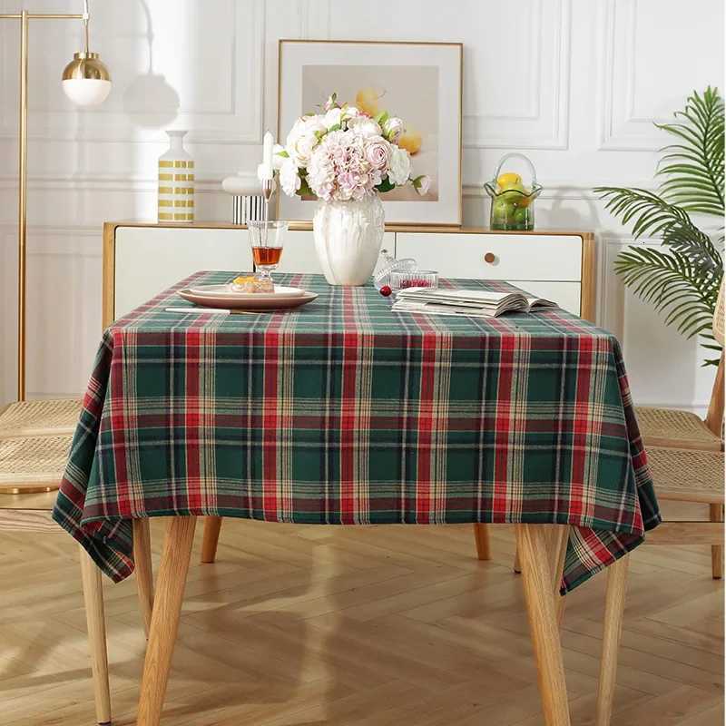 Christmas Plaid Tablecloth Xmas Party Red Green Rectangle Table Cloth Vintage Dining Table Cover For Home Living Room Decoration H251211