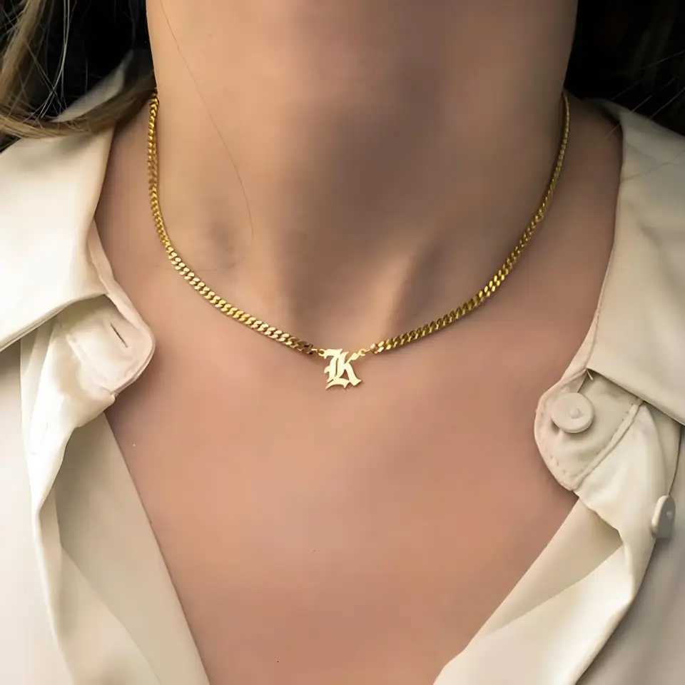Custom Initials Necklace Gold - Plated Personalized Pendant Stainless Steel Chain Trendy Letter Jewelry for Women Ideal Gift M251211