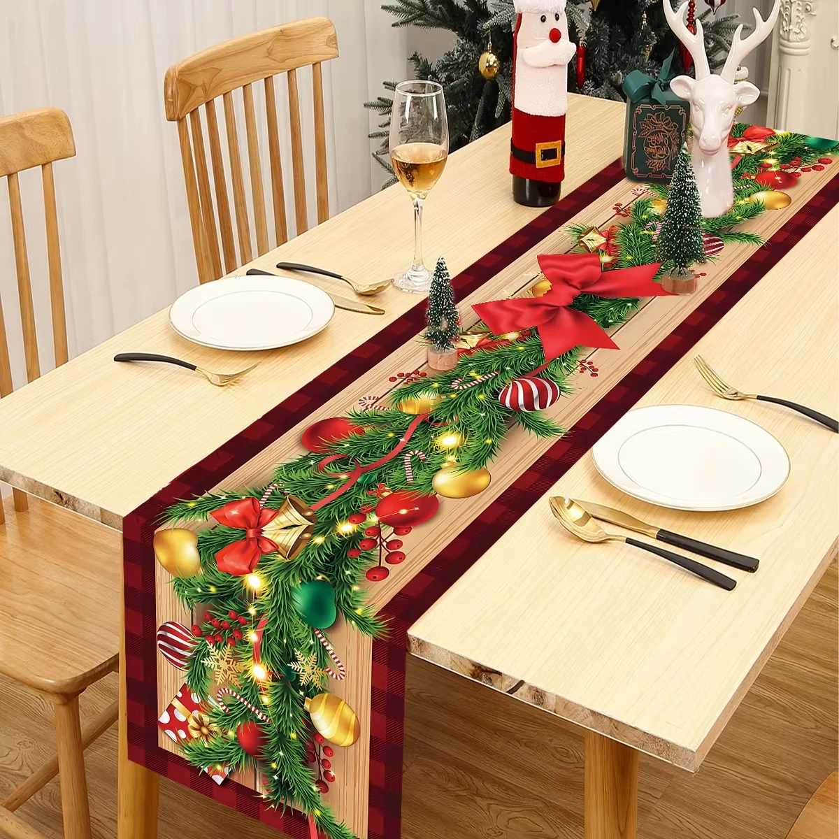 Christmas Decorations For Home Christmas Table Runner 2025 Christmas Table Flag Cover Navidad Noel Gift New Year Tablecloth H251211