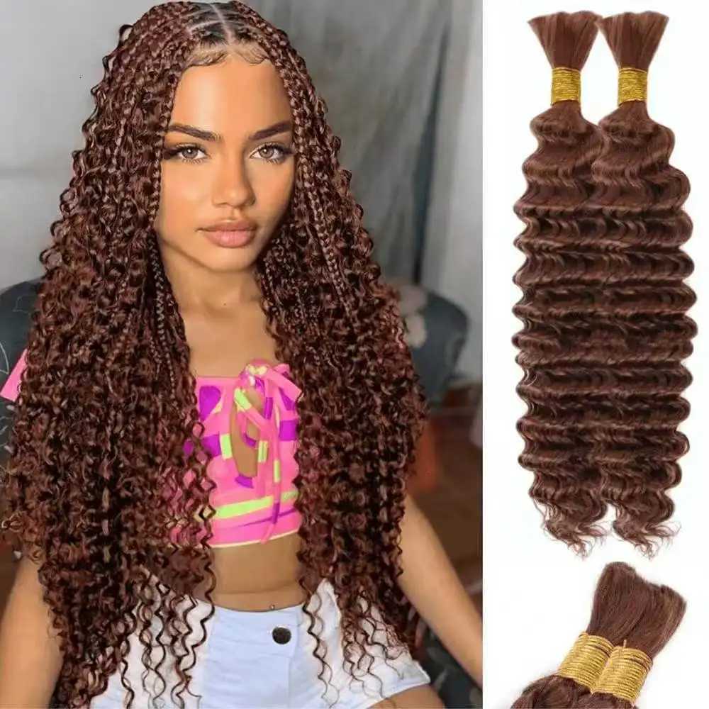 110g 28 Inch Curly Boho Hair for Braiding Knotless 12A Deep Wave Bulk Bohemian 2 Bundles/Pack Dark Brown Color 100 Human Hair M251211