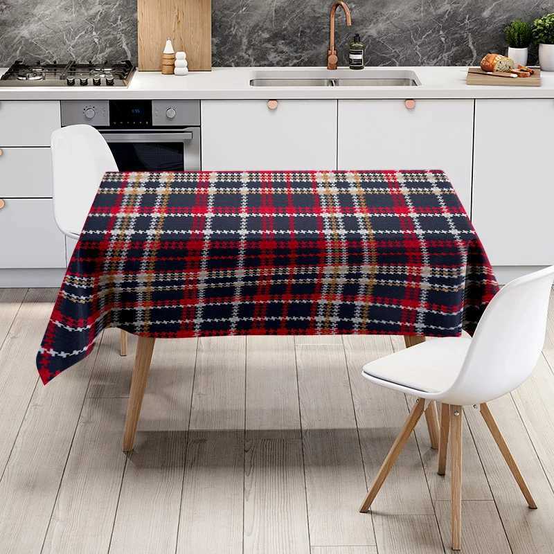 Plaid Tablecloth Decorative Modern Kitchen Dining Rug Non-Slip Waterproof Washable Home Decoration 70x145cm Red Black White Yell H251211