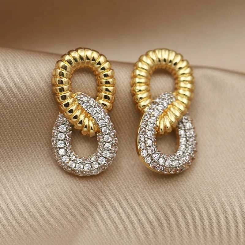 New Sight Design Crystal Beads Stud Earrings for Wen Fashion Brand Jewelry Metal Zirconia Delicate Earrings Y251210