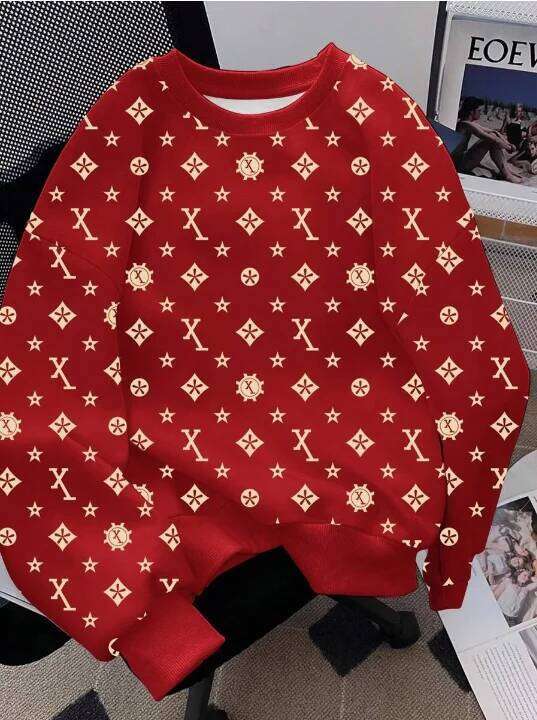 Fashion 2026 Hot Selling Cross-Border Fashion Trendy Niche Brand Full Print Long Sleeve Men's T-Shirt Loose And Comfortable Top Designer