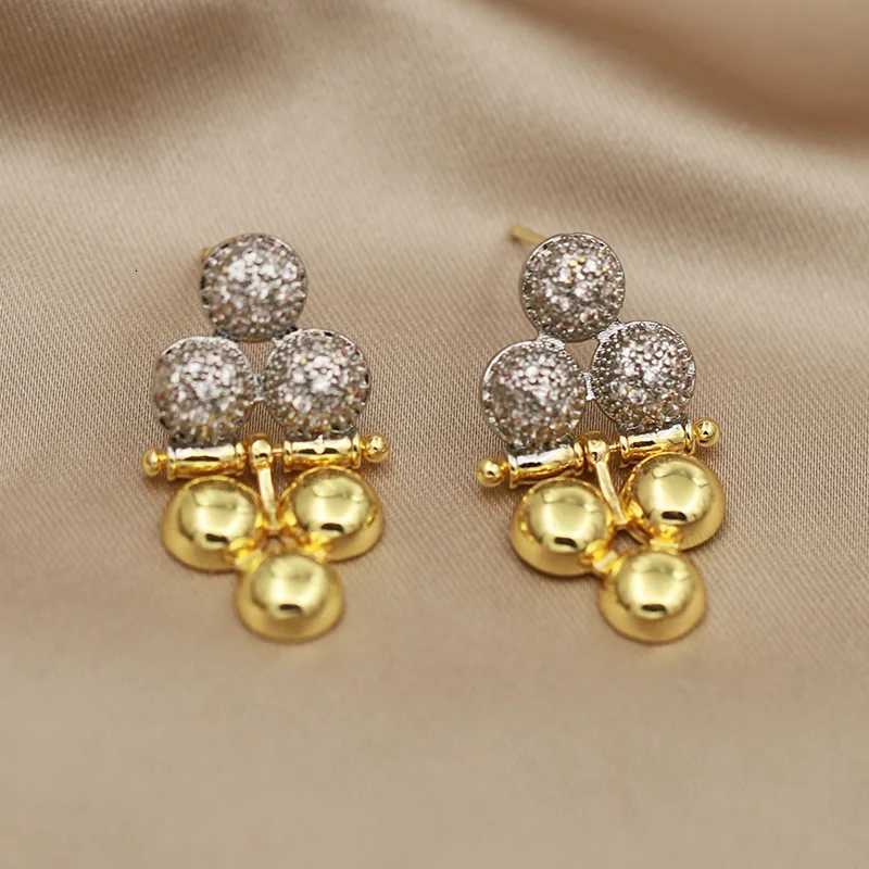 New Sight Design Crystal Beads Stud Earrings for Wen Fashion Brand Jewelry Metal Zirconia Delicate Earrings Y251210
