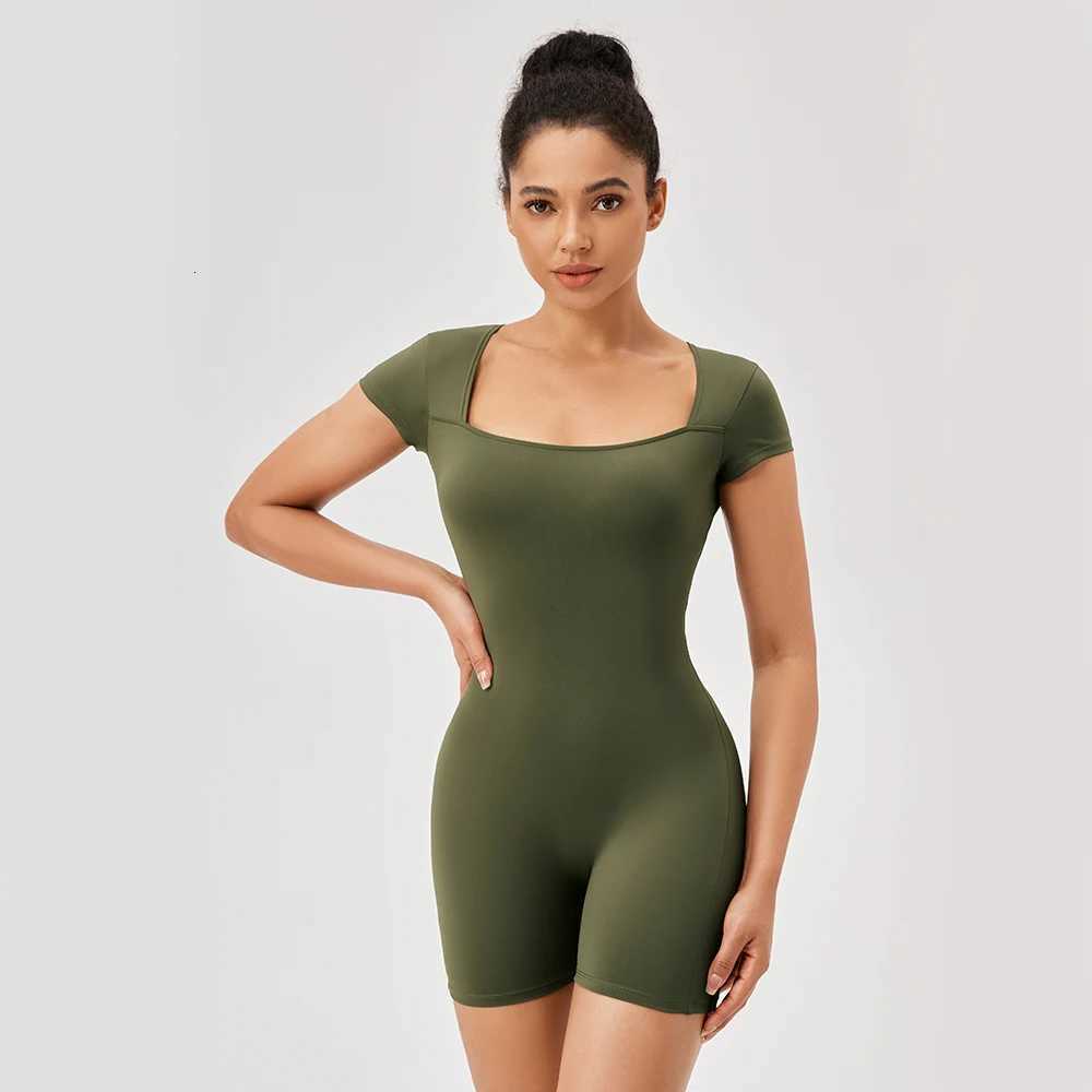 Women Summer Gym Workout jumpsuit One-Piece Short Yoga Clothes Push Up Workout Clothes Fitness Sports Bodysuit Yoga SuitT251211