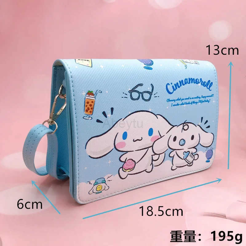 Sanrio Girls Purse Waterproof PU Leather Hello Kitty Kuromi Crossbody Shoulder Bag Square Travel Storage Message Case H251211