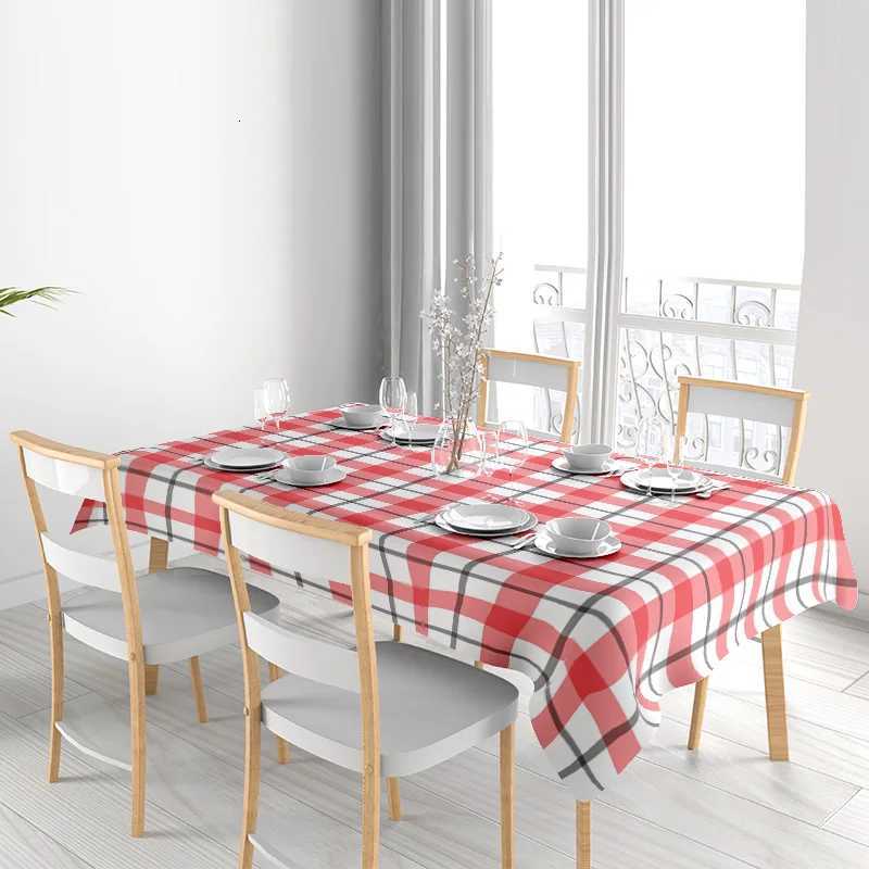 Plaid Tablecloth Home Decoration Large Size Red And White Checkered Table Linens Kitchen Dining Room Furniture Cover 165x240cm H H251211