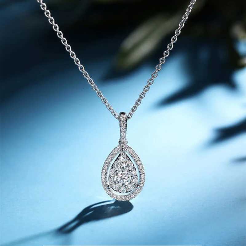 Huitan Water Drop Micro Paved CZ Delicate Pendant Necklace Women Jewelry Luxury Accessory for Engagement Party Dazzling Gifts M251211