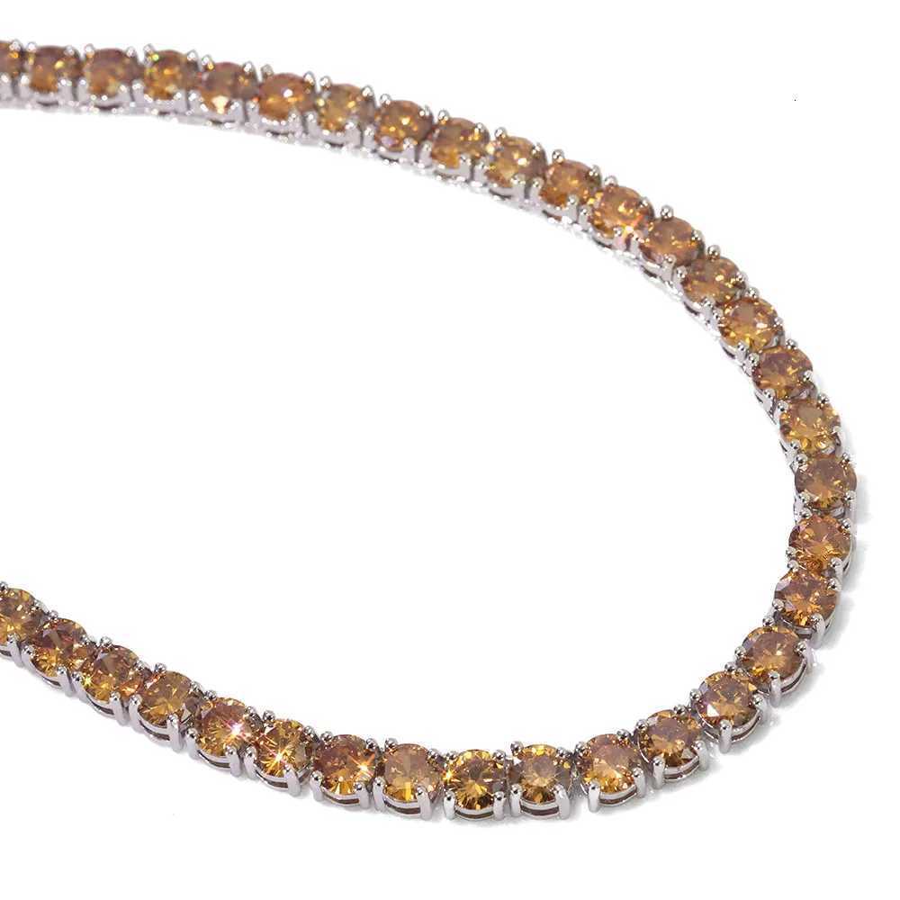 Hip Hop Jewelry 5mm Wide Colorful Sparkling Tennis Necklace CZ Zircon Fashionable Tennis Necklace Suitable For Men And Women M251211