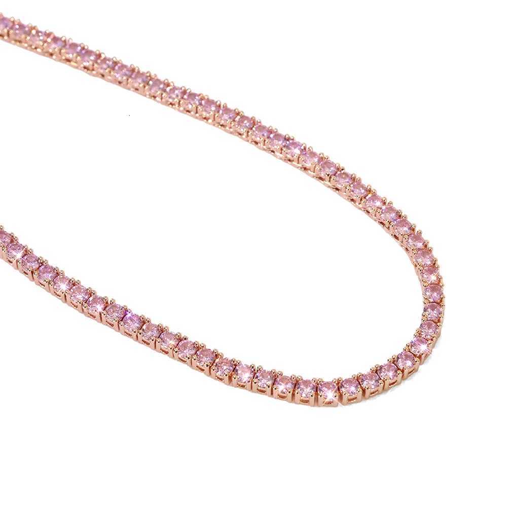 Hip Hop Jewelry 5mm Wide Colorful Sparkling Tennis Necklace CZ Zircon Fashionable Tennis Necklace Suitable For Men And Women M251211