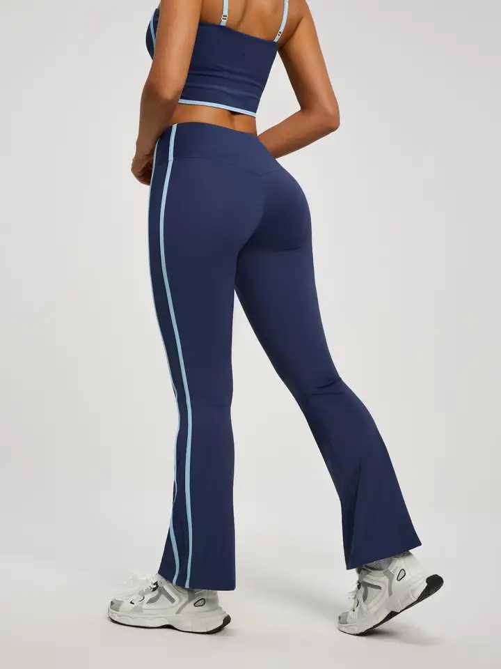 Womens Fitness Set 2-Piece Backless Tank Top High Waist Bell Bottoms Comfortable Sportswear Cute Casual YogaT251211