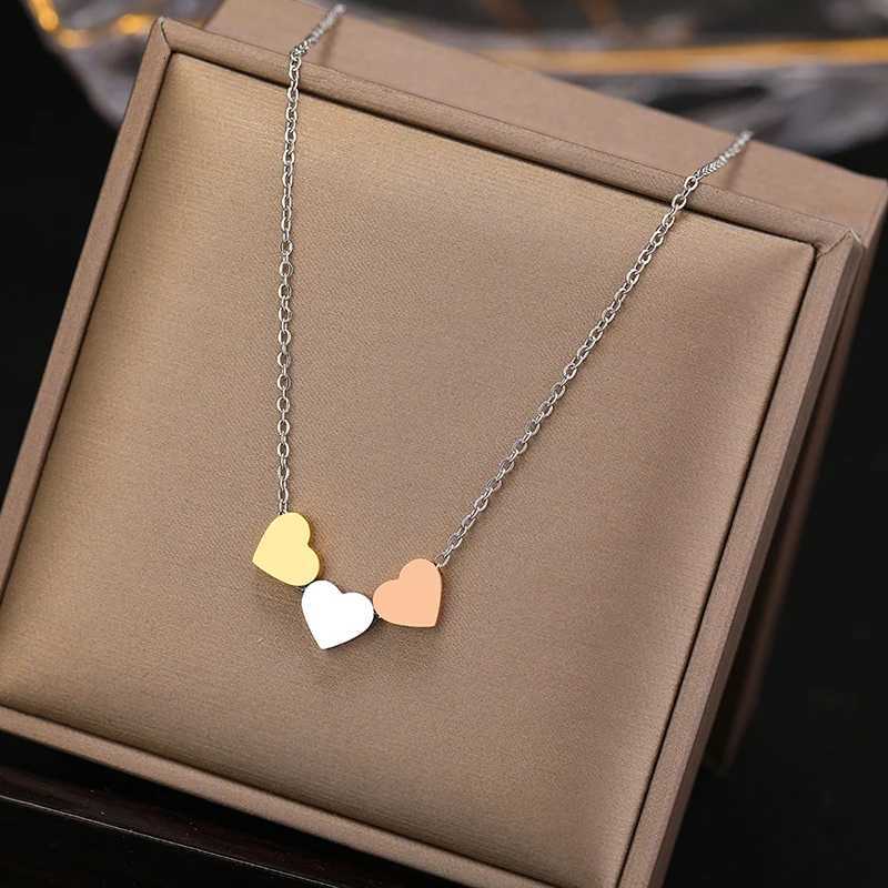 Stainless Steel Necklaces New Trend Sweetheart Gold Color Silver Color Metal Charms Pendants Chains Fashion Necklace For Women M251211