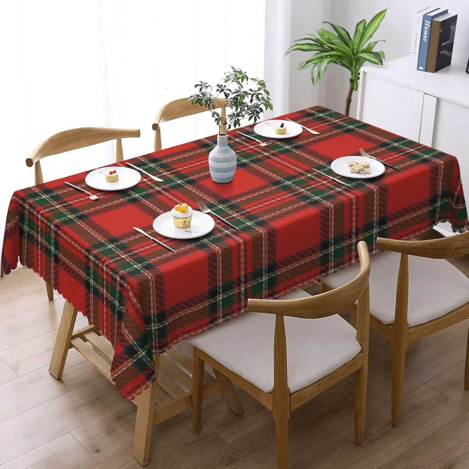 Christmas Red Green Checkered Waterproof Tablecloth Table Decor Winter Xmas Kitchen Dining Tablecloth Christmas Decorations H251211
