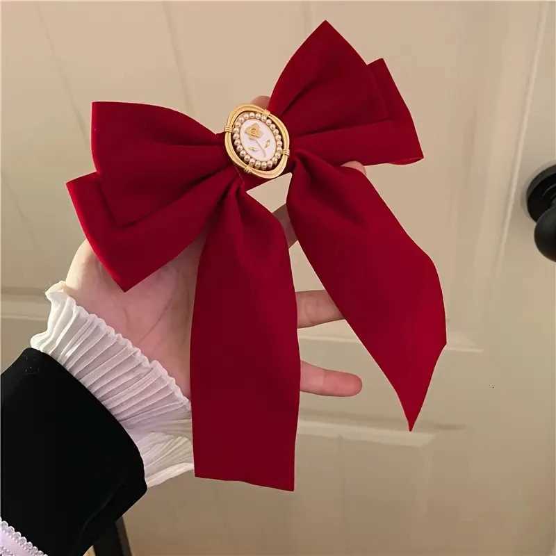 1pc Retro Black Veet Bow Hairpin Rose Spring Design Elegant Solid Color Fem Leisure Dating Night Modeling Artifact Y251210