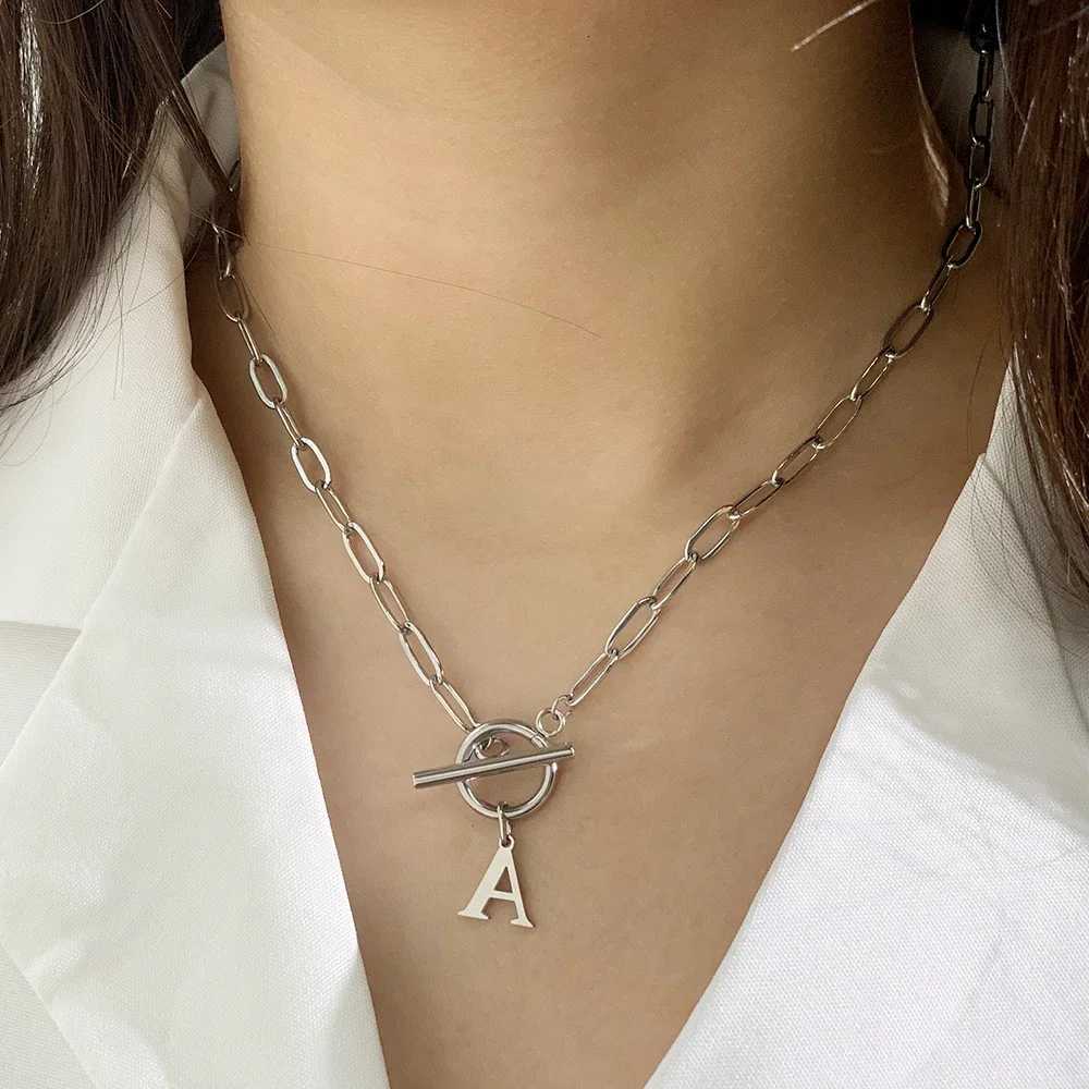 Initial Letter Silver Color Simplicity Quality Stainless Steel Jewelry Necklace for Women Pendant Necklaces Womens Trend 2025 M251211