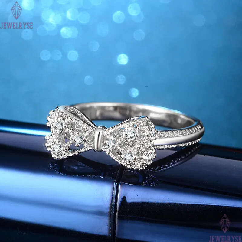 Lovely Bowknot Desiger Band Rings for Women Girls Love Cute Shining Crystal Diamond Bow Ring Jewelry